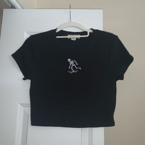 Black skeleton crop top